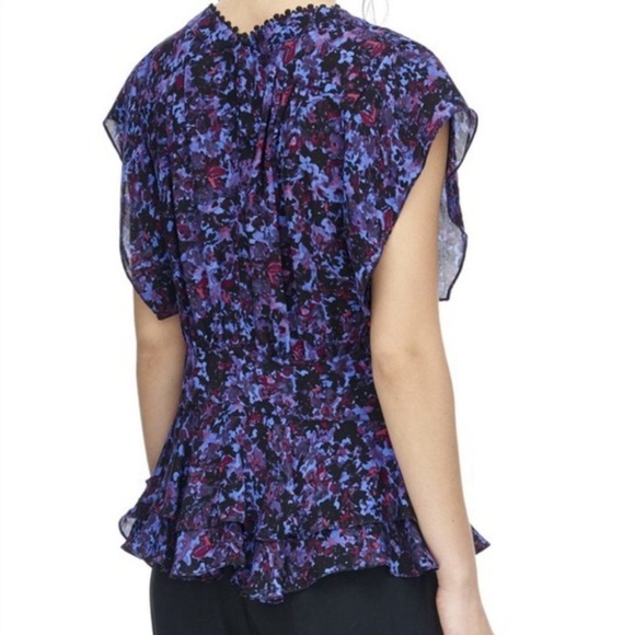 Rebecca Taylor Purple Drapes Bouquet Rhapsody 100% Silk Blouse - Size 4 - EUC! - Picture 4 of 8